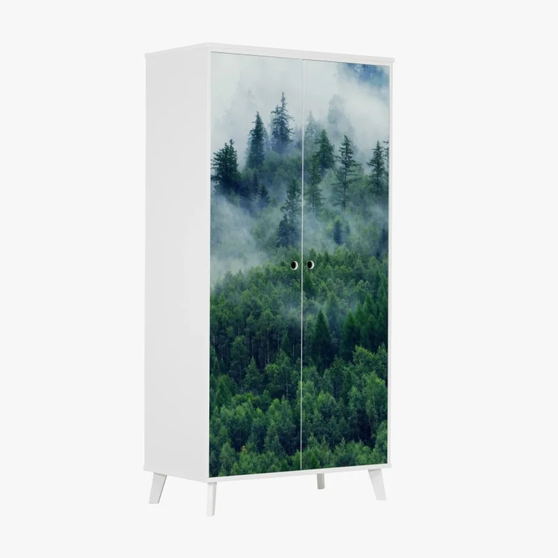 Schrankaufkleber retro türkis blumen- und vogelmuster – Wallnifity®