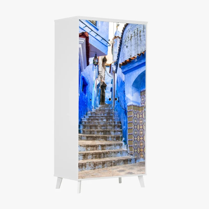 Schrankaufkleber blaue gasse in Chefchaouen, Marokko