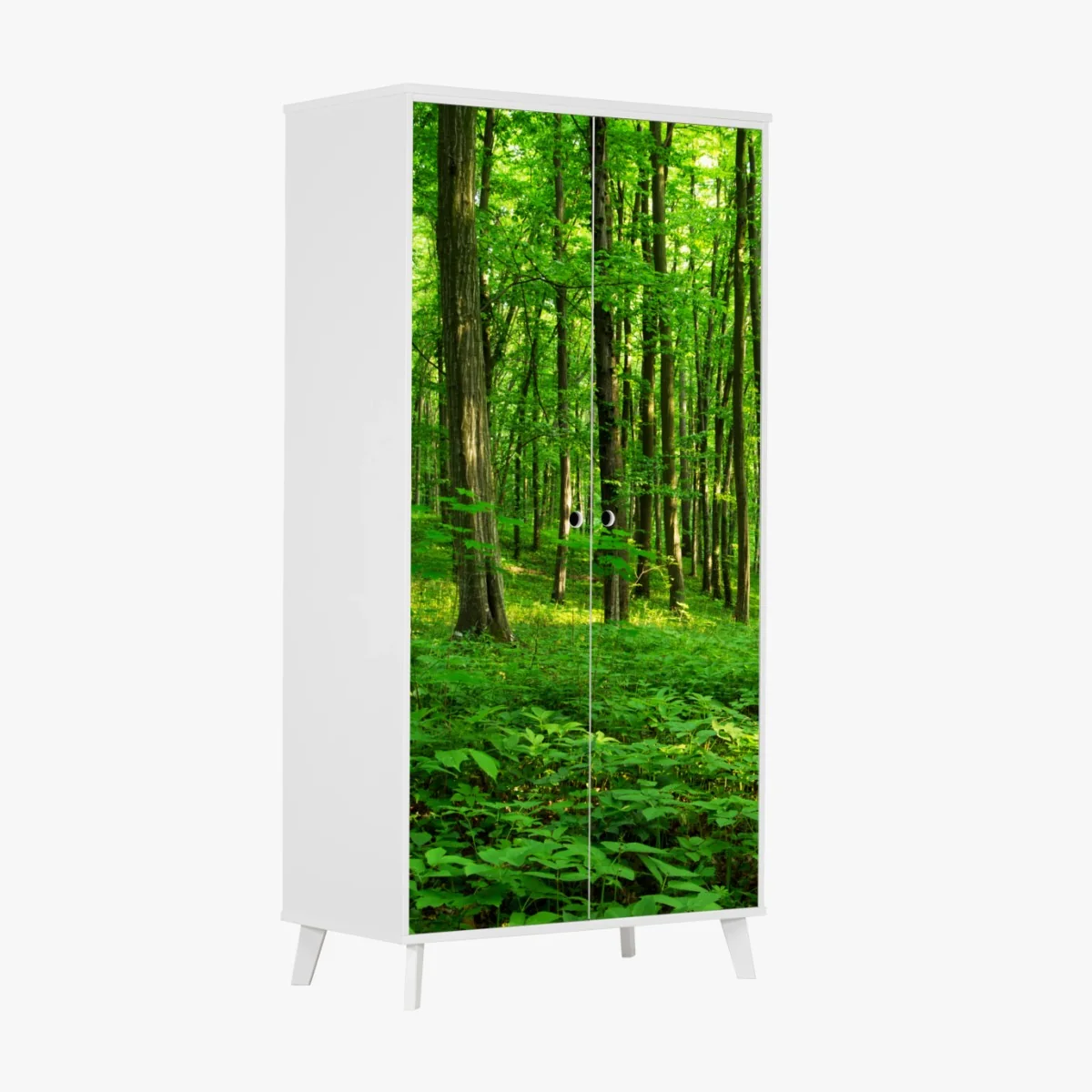 Schrankaufkleber sonniger grüner wald im frühling – Wallnifity® Schrankaufkleber sonniger grüner wald im frühling – Wallnifity®