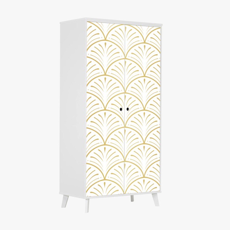 Schrankaufkleber goldenes art deco fächermuster