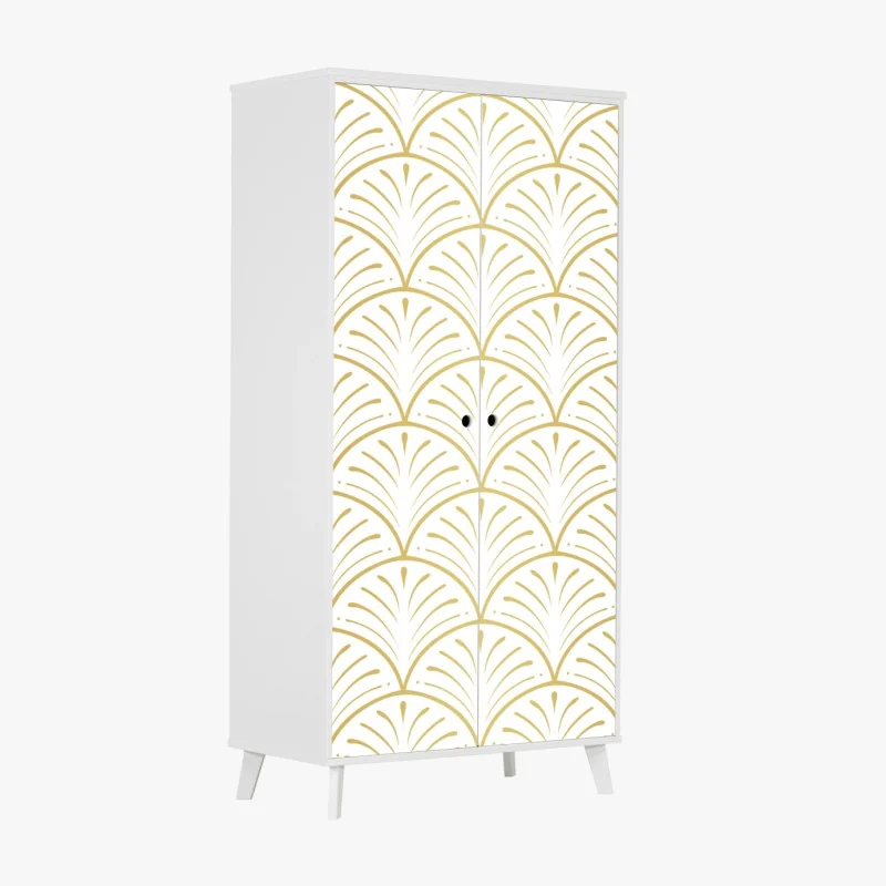 Schrankaufkleber goldenes art deco fächermuster