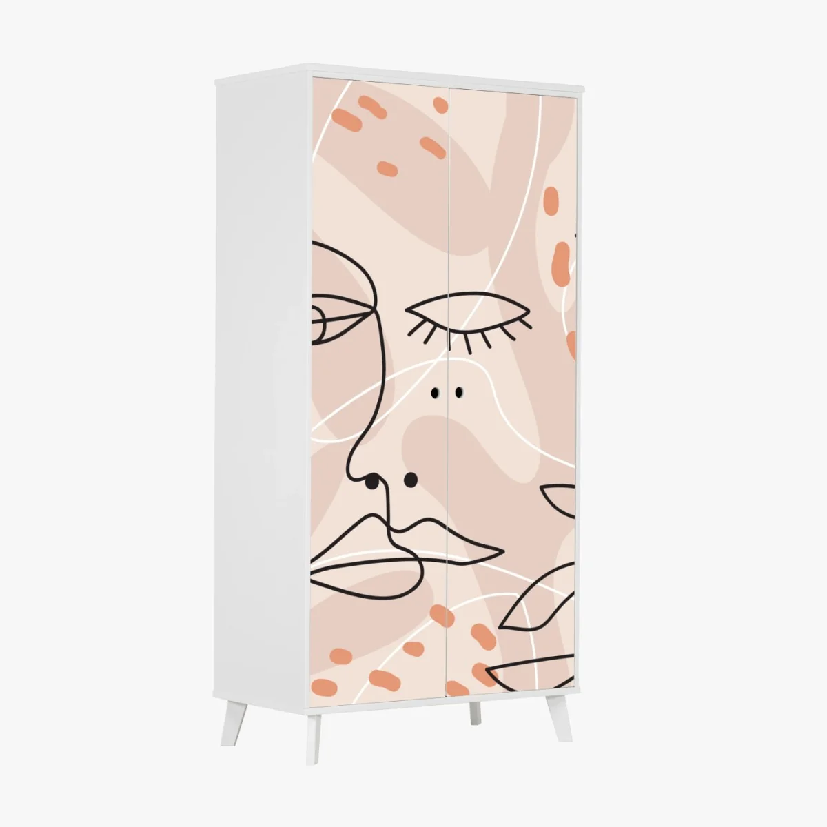 Schrankaufkleber pastell linienzeichnungen gesichter – Wallnifity® Schrankaufkleber pastell linienzeichnungen gesichter – Wallnifity®