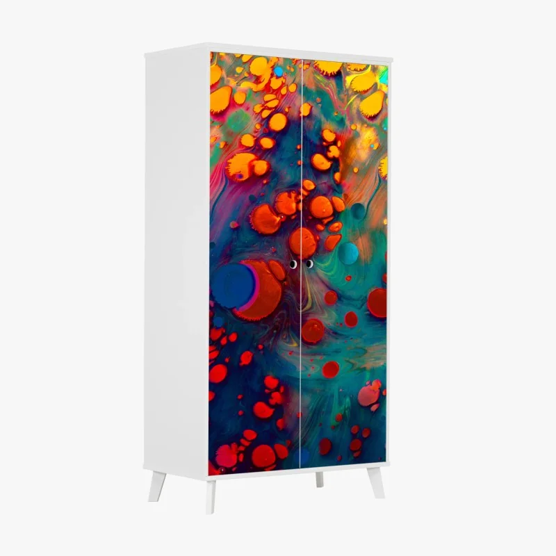 Schrankaufkleber lebendige türkis-orange marmorierte kunst