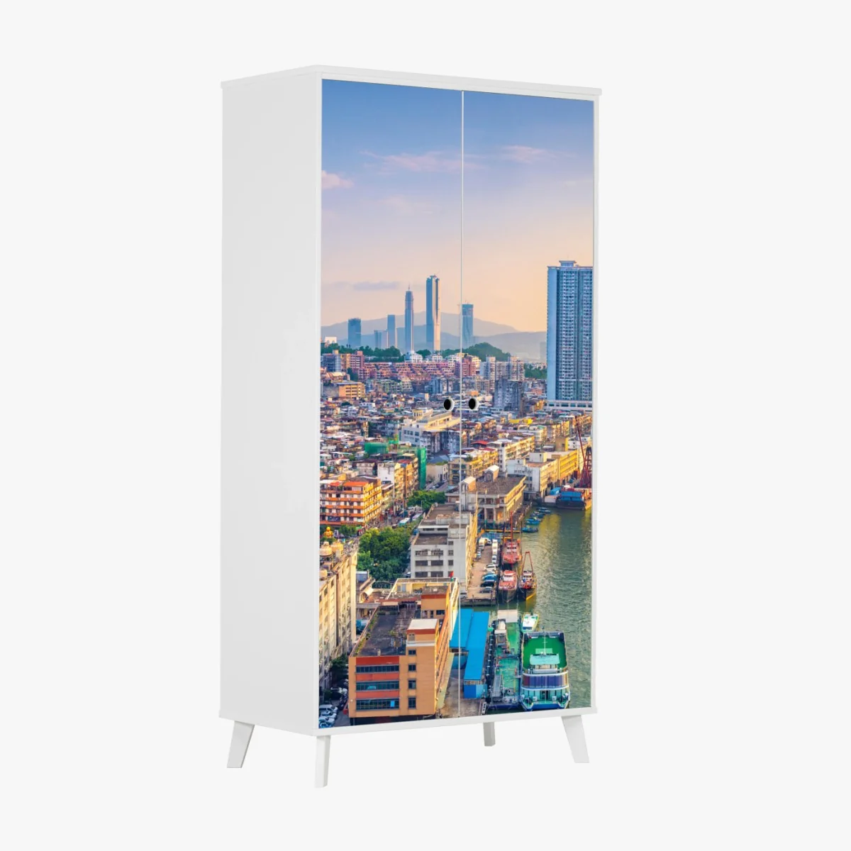 Schrankaufkleber Macau skyline bei sonnenuntergang – Wallnifity® Schrankaufkleber Macau skyline bei sonnenuntergang – Wallnifity®