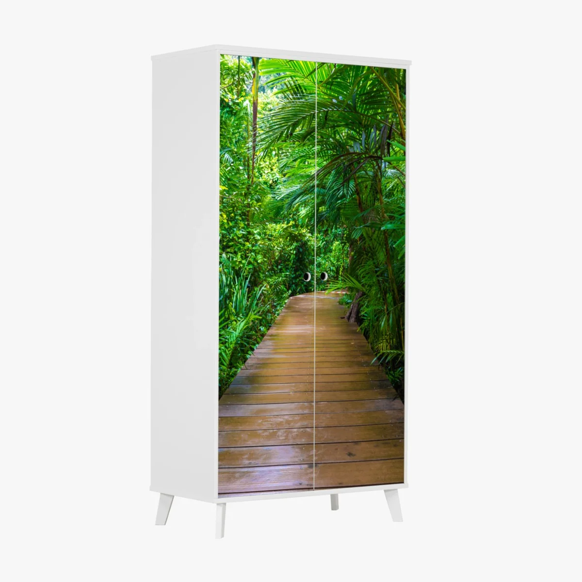 Schrankaufkleber mangrovensteg durch üppigen grünen dschungel – Wallnifity® Schrankaufkleber mangrovensteg durch üppigen grünen dschungel – Wallnifity®