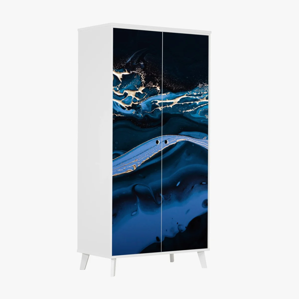 Schrankaufkleber marineblaue und goldene abstraktion – Wallnifity®