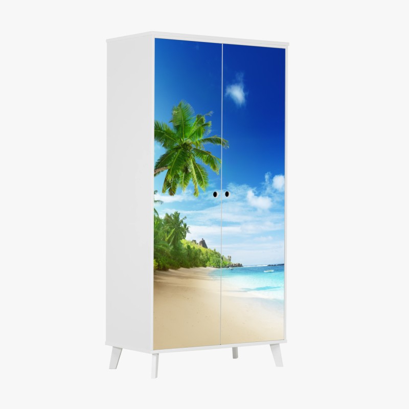 Schrankaufkleber sonnenuntergang am strand von Mahe, Seychellen