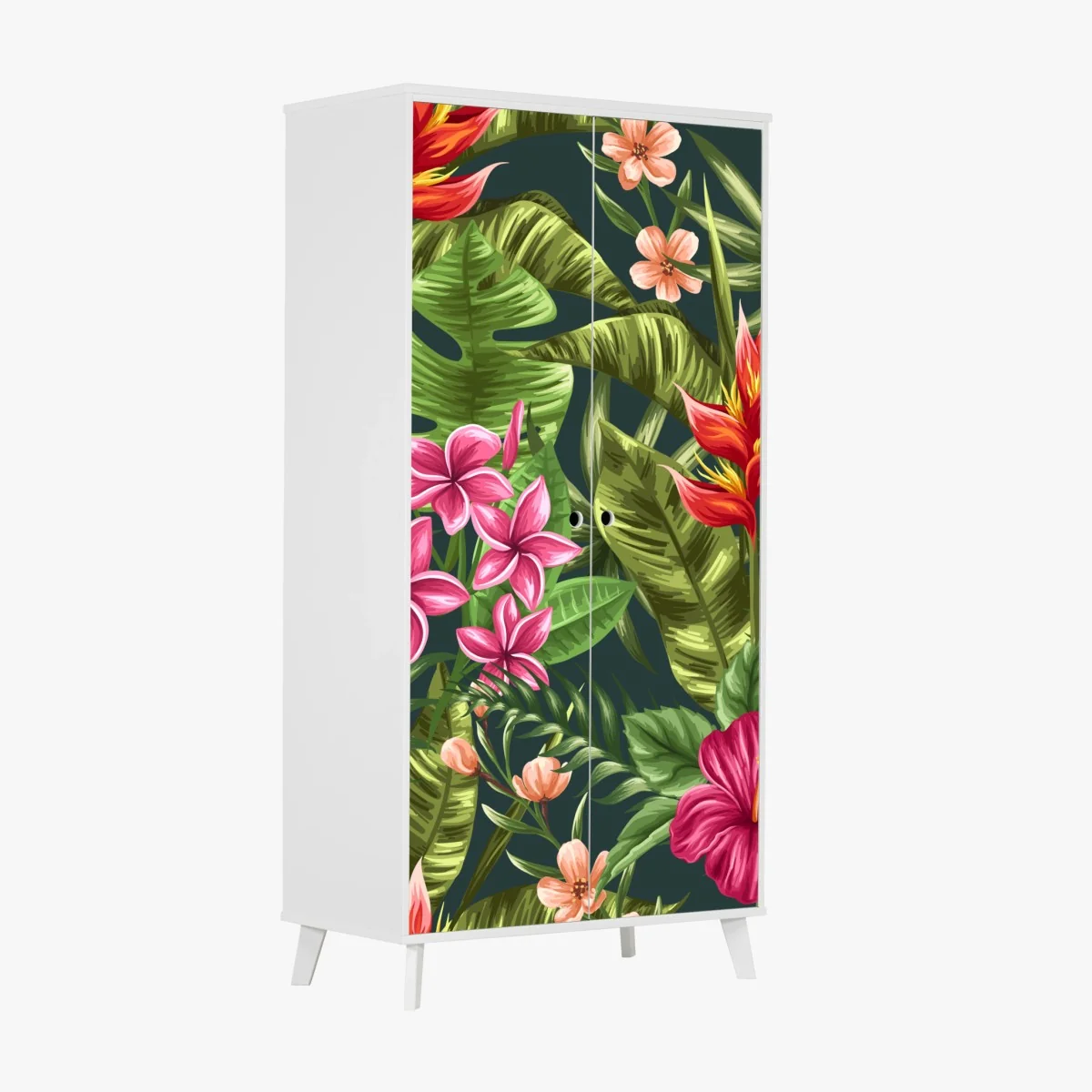 Schrankaufkleber tropisches hibiskus- und plumeria-blumenmuster – Wallnifity®