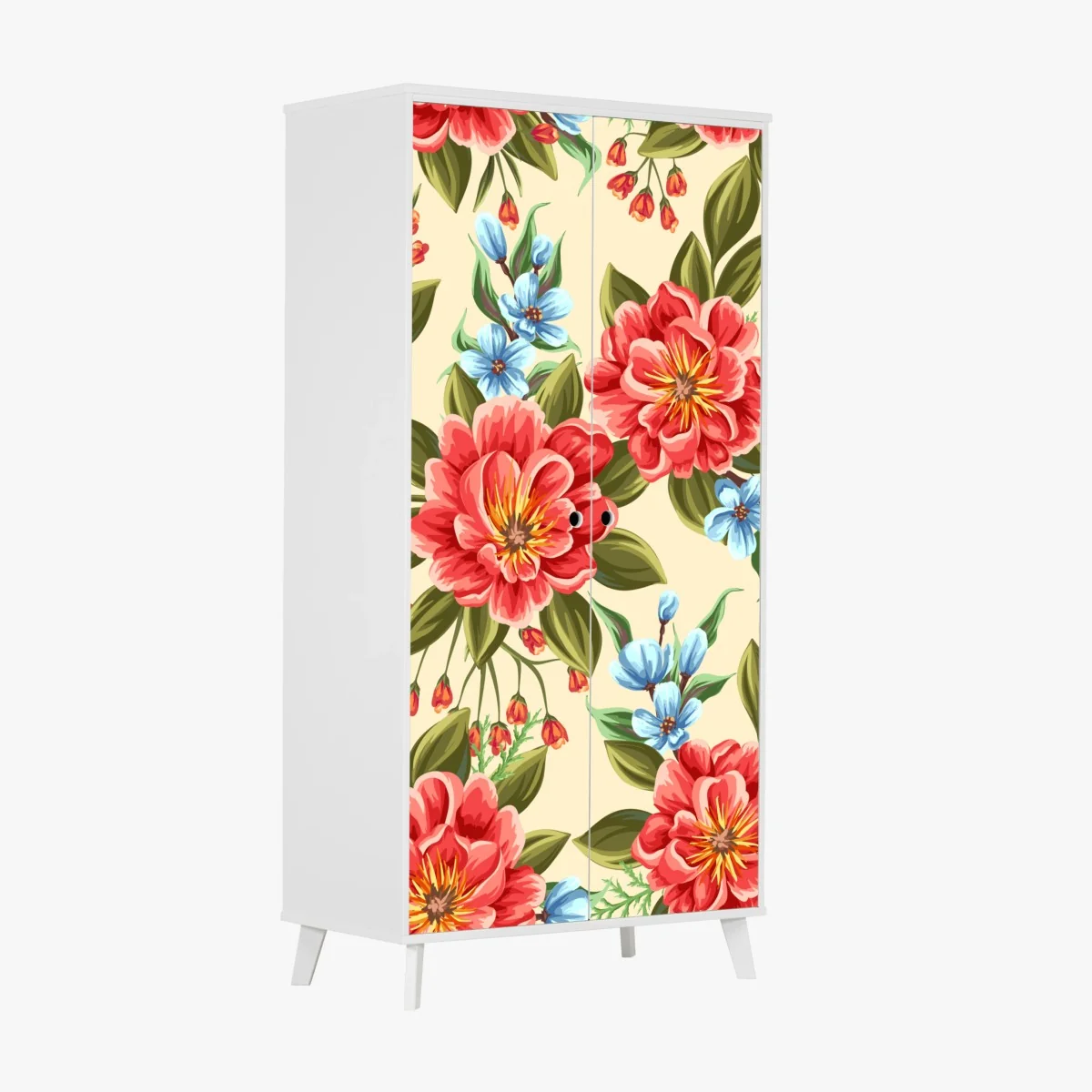 Schrankaufkleber lebhaftes aquarell blumenmuster – Wallnifity® Schrankaufkleber lebhaftes aquarell blumenmuster – Wallnifity®