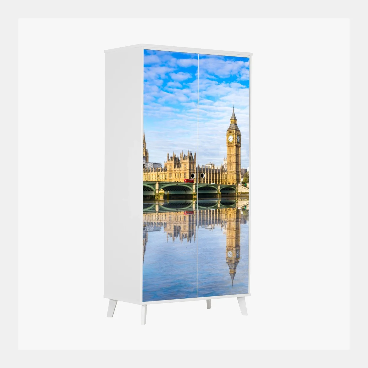 Schrankaufkleber London skyline mit spiegelung auf dem fluss – Wallnifity® Schrankaufkleber London skyline mit spiegelung auf dem fluss – Wallnifity®