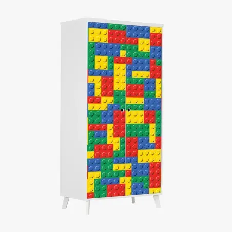 Schrankaufkleber buntes bausteinmuster – Wallnifity®