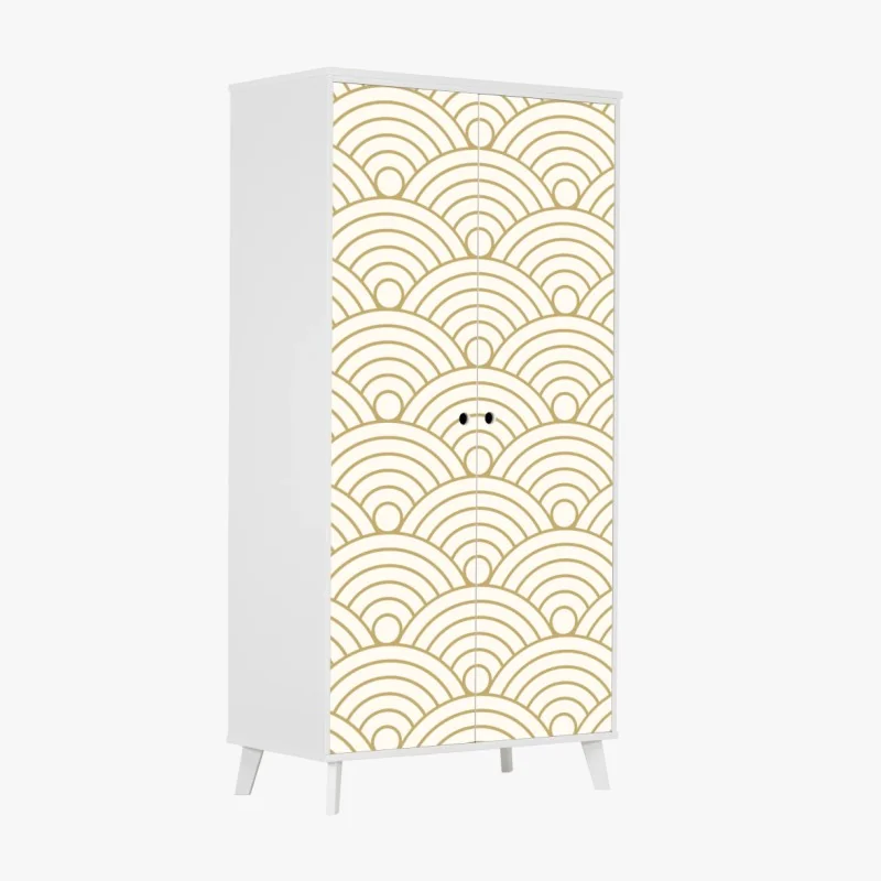 Schrankaufkleber goldenes seigaiha wellenmuster