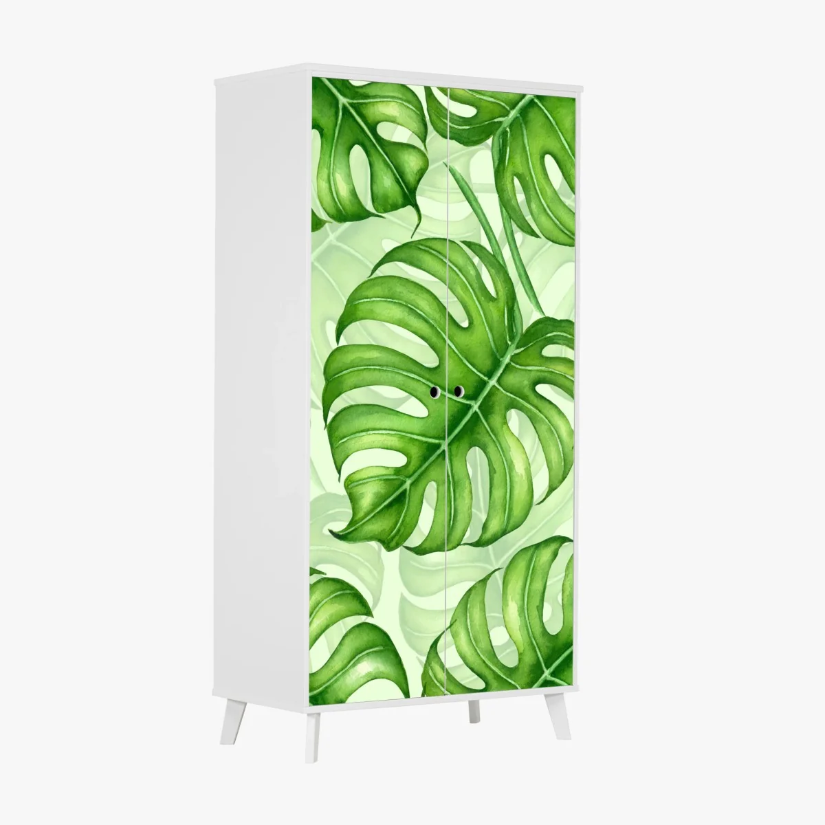 Schrankaufkleber aquarell monstera blättermuster – Wallnifity® Schrankaufkleber aquarell monstera blättermuster – Wallnifity®