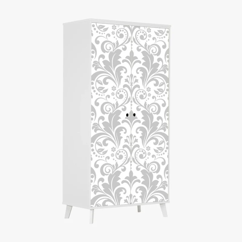 Schrankaufkleber elegantes graues damastmuster