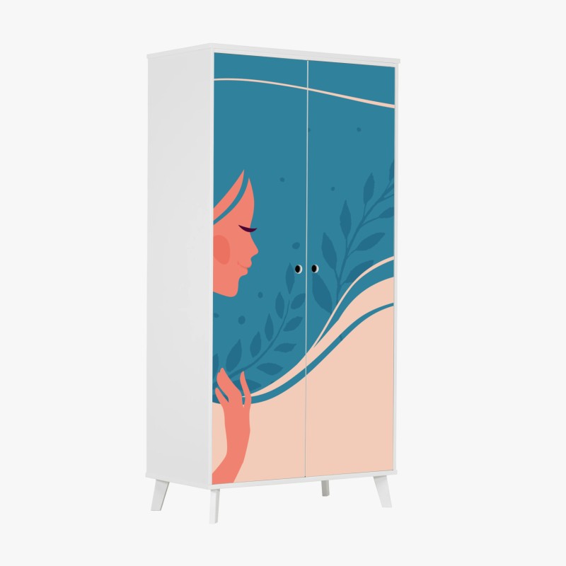 Schrankaufkleber ruhige blaue wellen mit goldakzenten – Wallnifity®