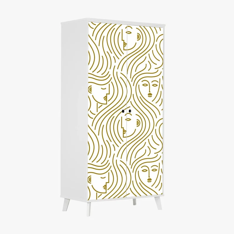 Schrankaufkleber goldene fließende gesichter nahtloses muster