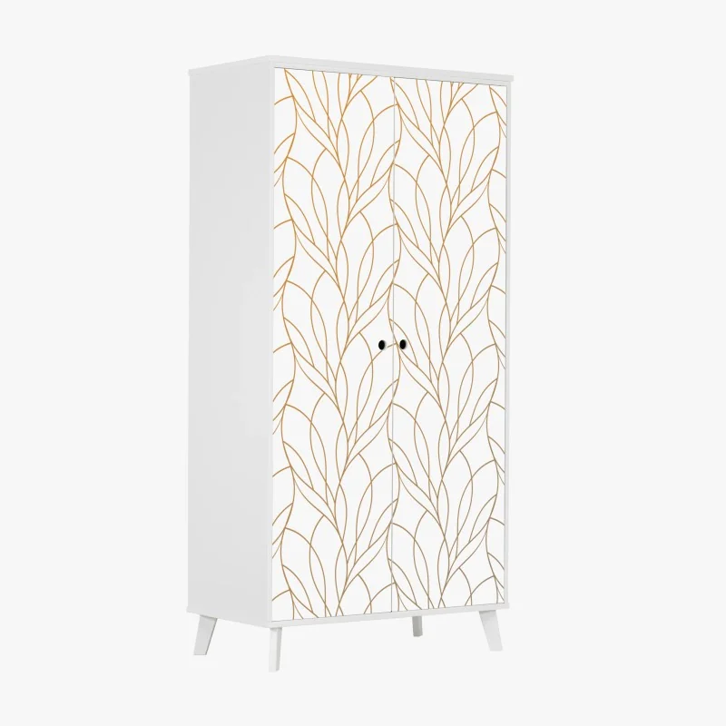 Schrankaufkleber goldenes blattmuster auf weißem hintergrund