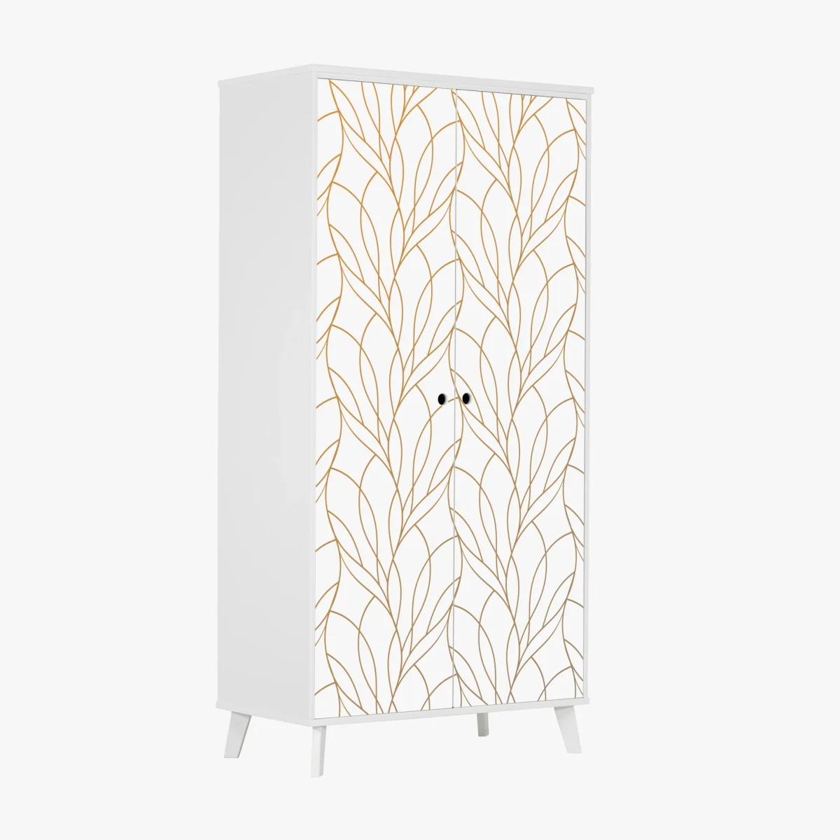 Schrankaufkleber goldenes blattmuster auf weißem hintergrund – Wallnifity® Schrankaufkleber goldenes blattmuster auf weißem hintergrund – Wallnifity®