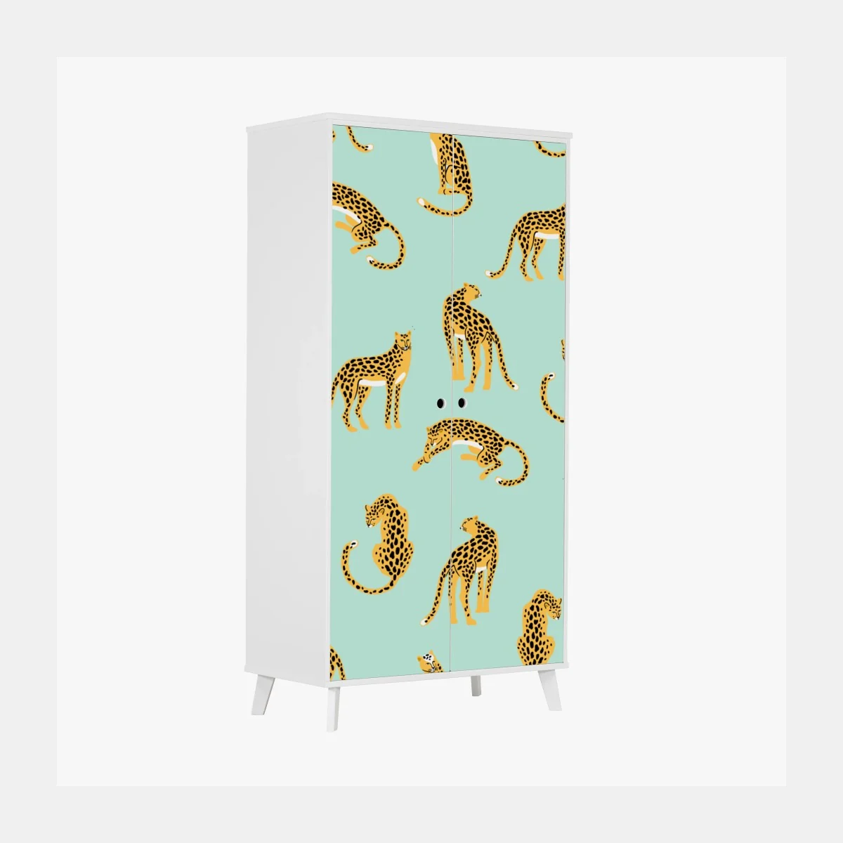 Schrankaufkleber verspieltes gepardenmuster auf türkisgrund – Wallnifity® Schrankaufkleber verspieltes gepardenmuster auf türkisgrund – Wallnifity®