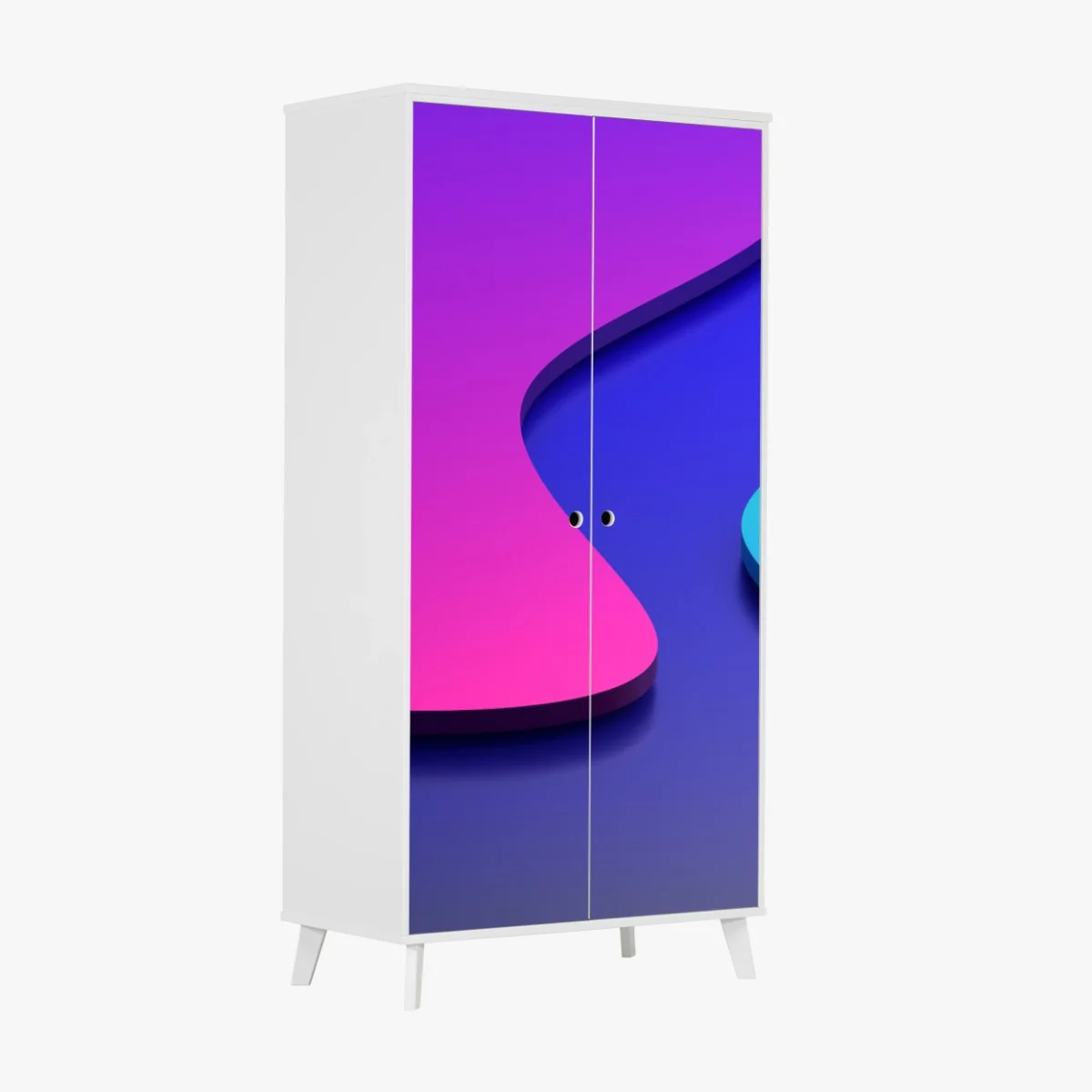 Schrankaufkleber leuchtende lila-blaue abstrakte 3d-formen – Wallnifity®