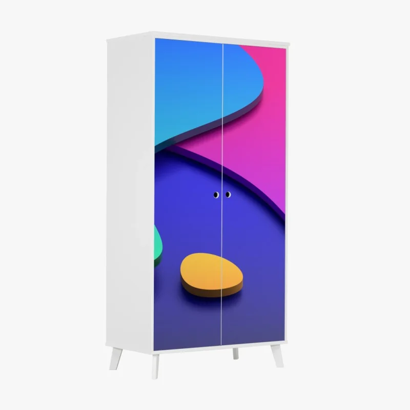 Schrankaufkleber lebhafte abstrakte 3d-kurven