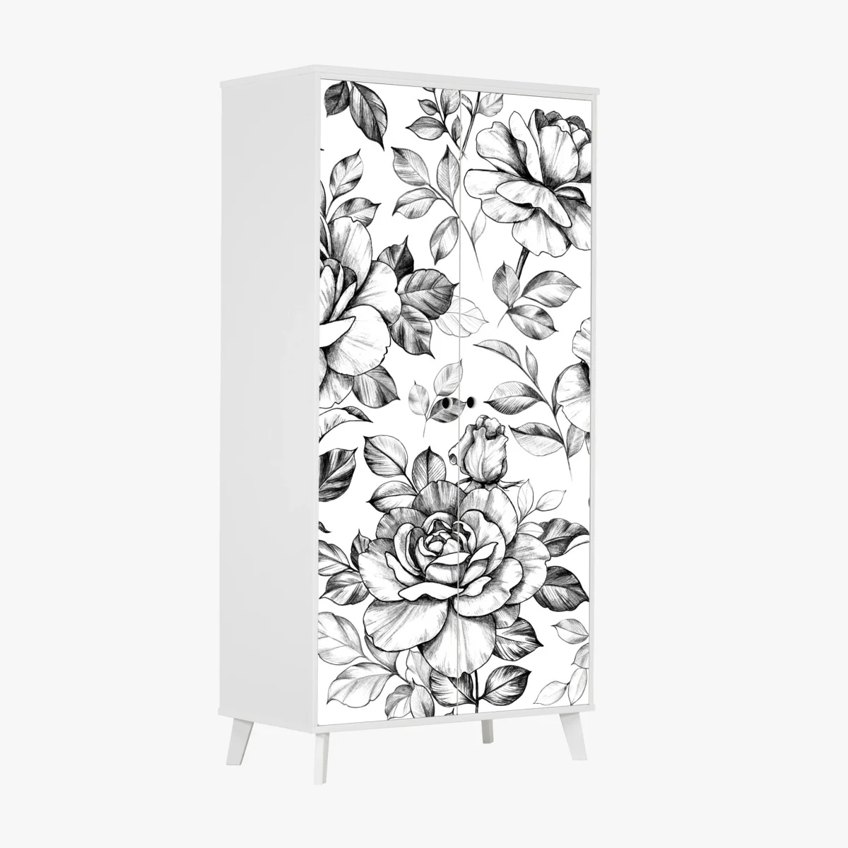 Schrankaufkleber handgezeichnetes rosenmuster – Wallnifity® Schrankaufkleber handgezeichnetes rosenmuster – Wallnifity®