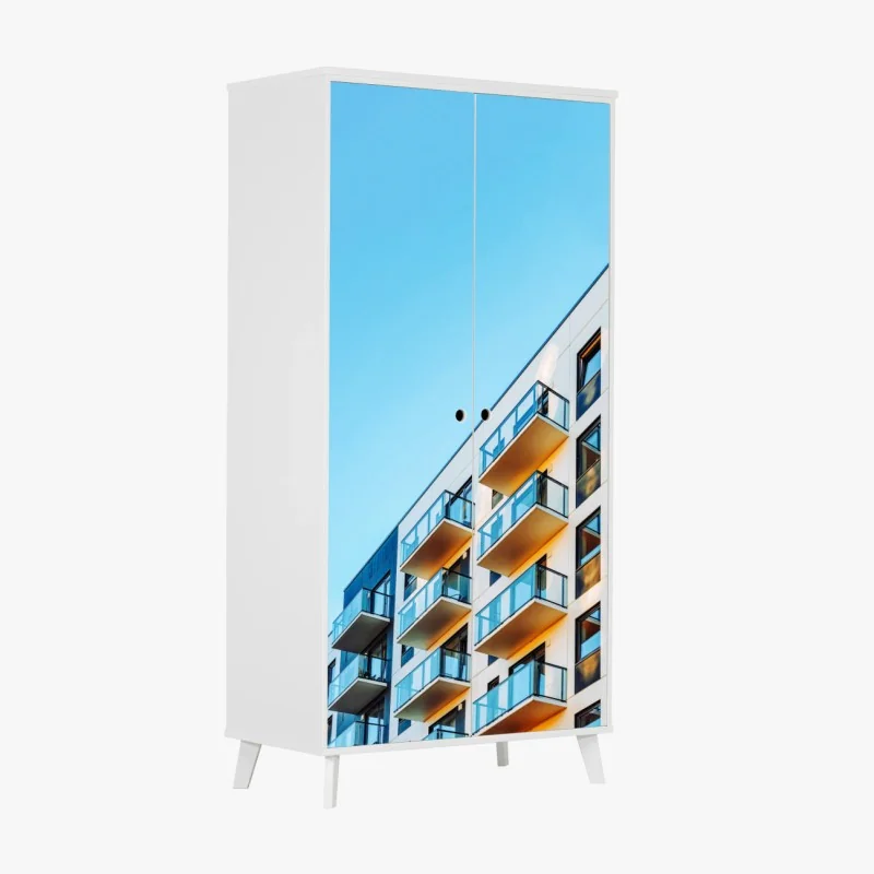 Schrankaufkleber modernes wohngebäude mit balkonen