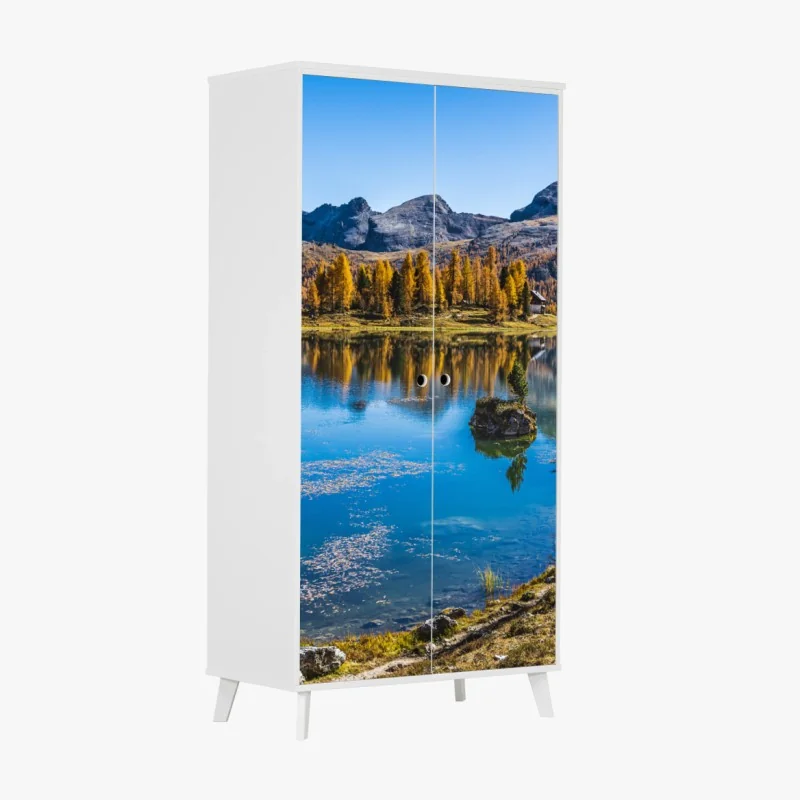 Schrankaufkleber herbstlicher alpensee mit bergreflexion