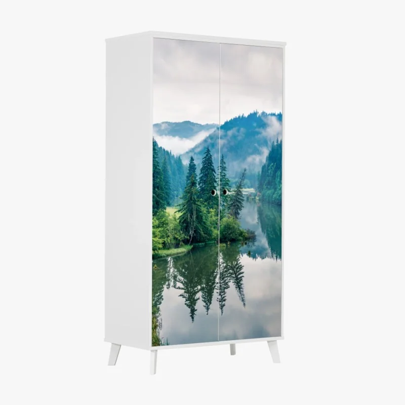 Schrankaufkleber nebliger morgen am Lacu Rosu