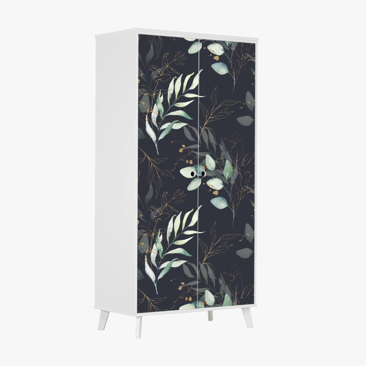 Schrankaufkleber aquarell eukalyptusblätter auf dunklem hintergrund – Wallnifity® Schrankaufkleber aquarell eukalyptusblätter auf dunklem hintergrund – Wallnifity®