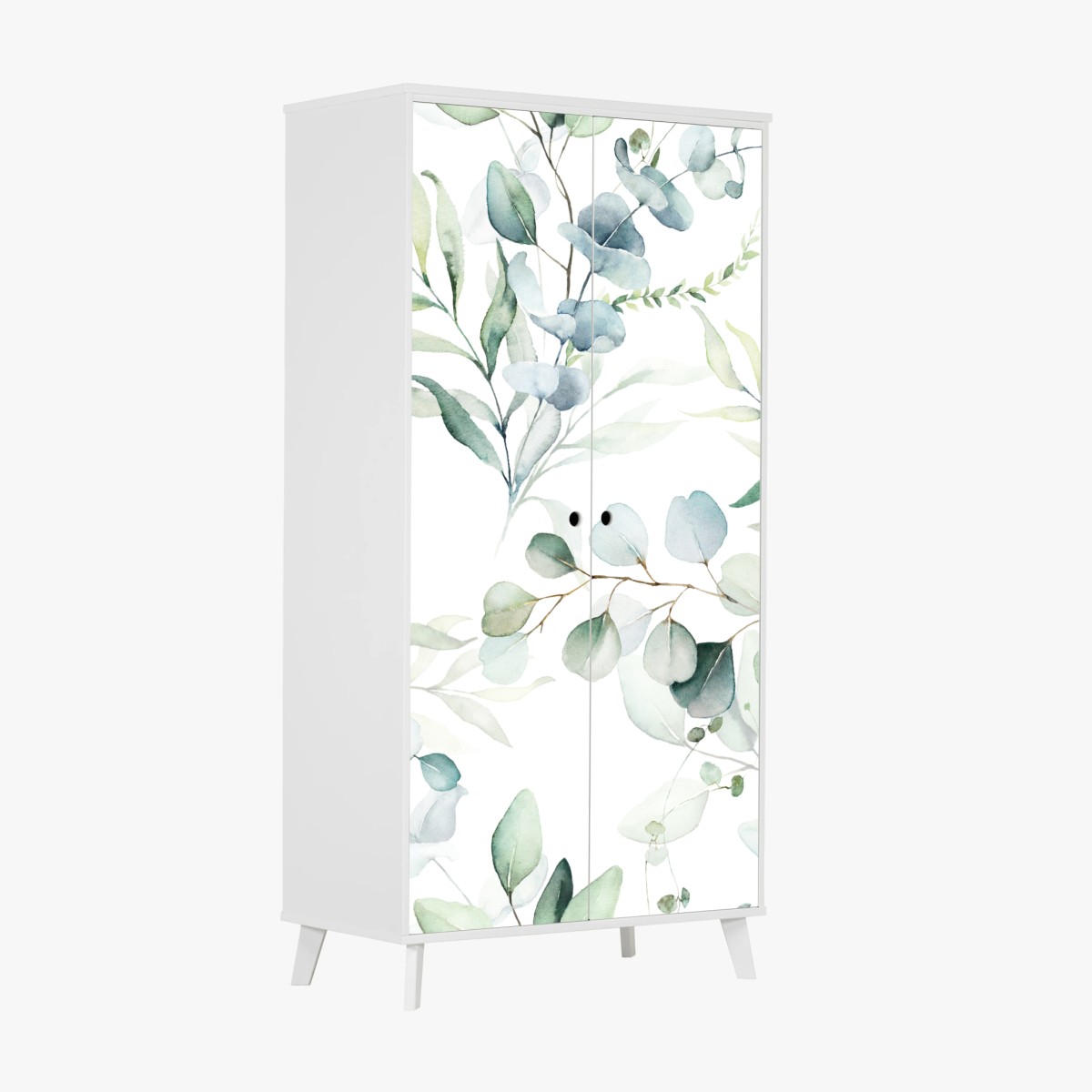 Schrankaufkleber aquarell eukalyptus blättermuster – Wallnifity®