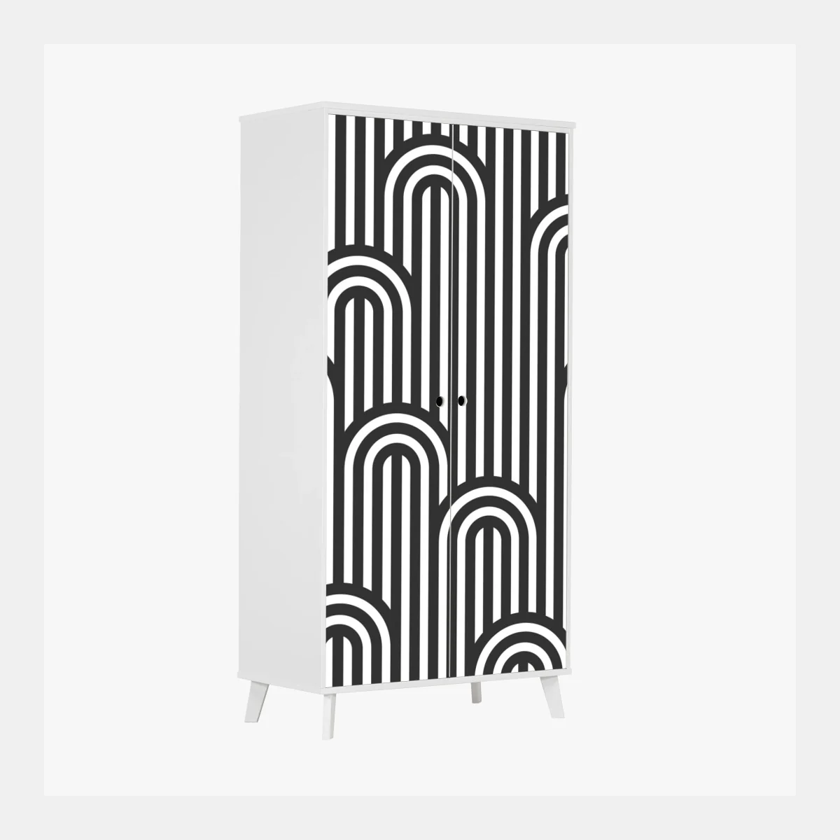 Schrankaufkleber schwarzweißes geometrisches streifenmuster – Wallnifity®
