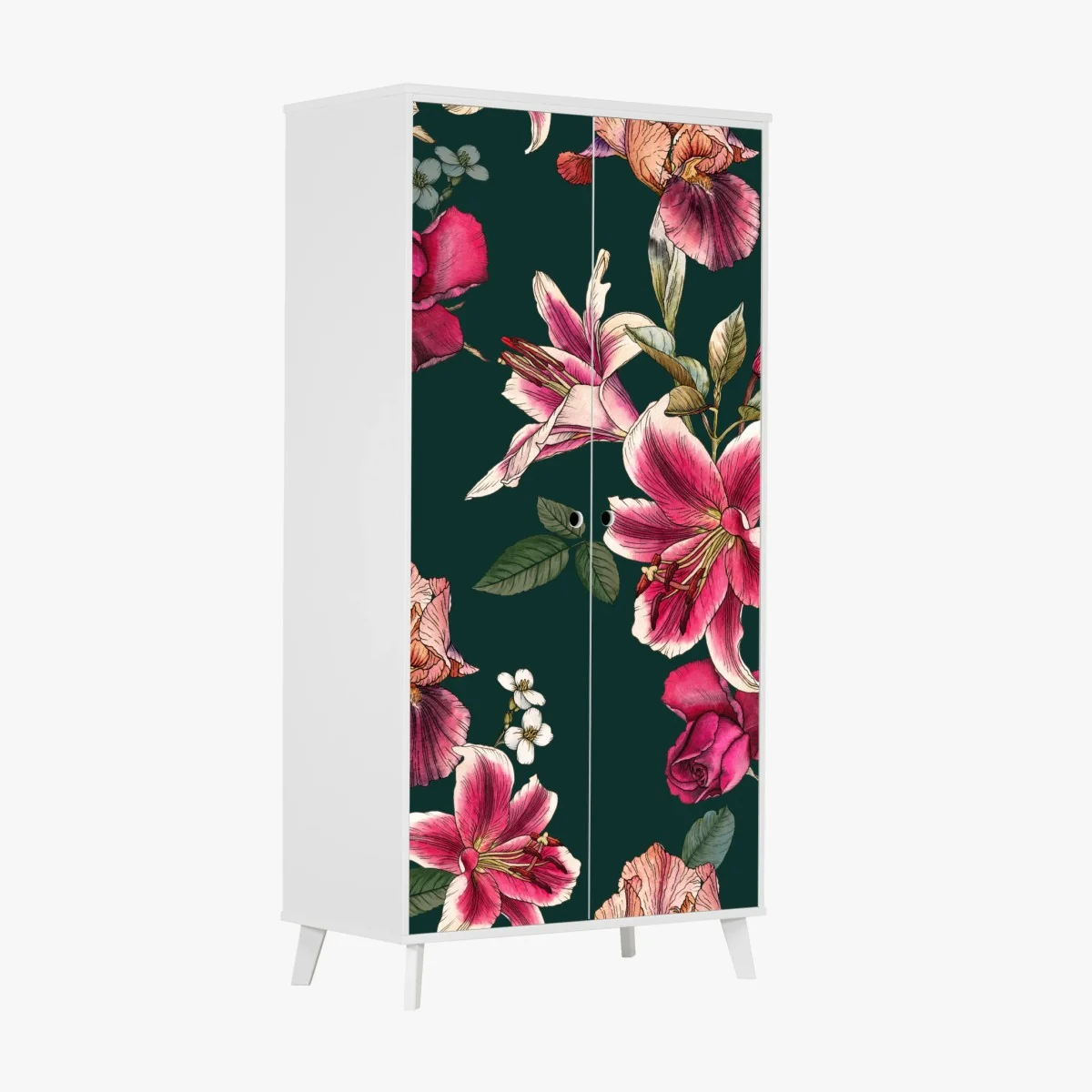 Schrankaufkleber vintage botanisches floralmuster auf tiefgrün – Wallnifity® Schrankaufkleber vintage botanisches floralmuster auf tiefgrün – Wallnifity®