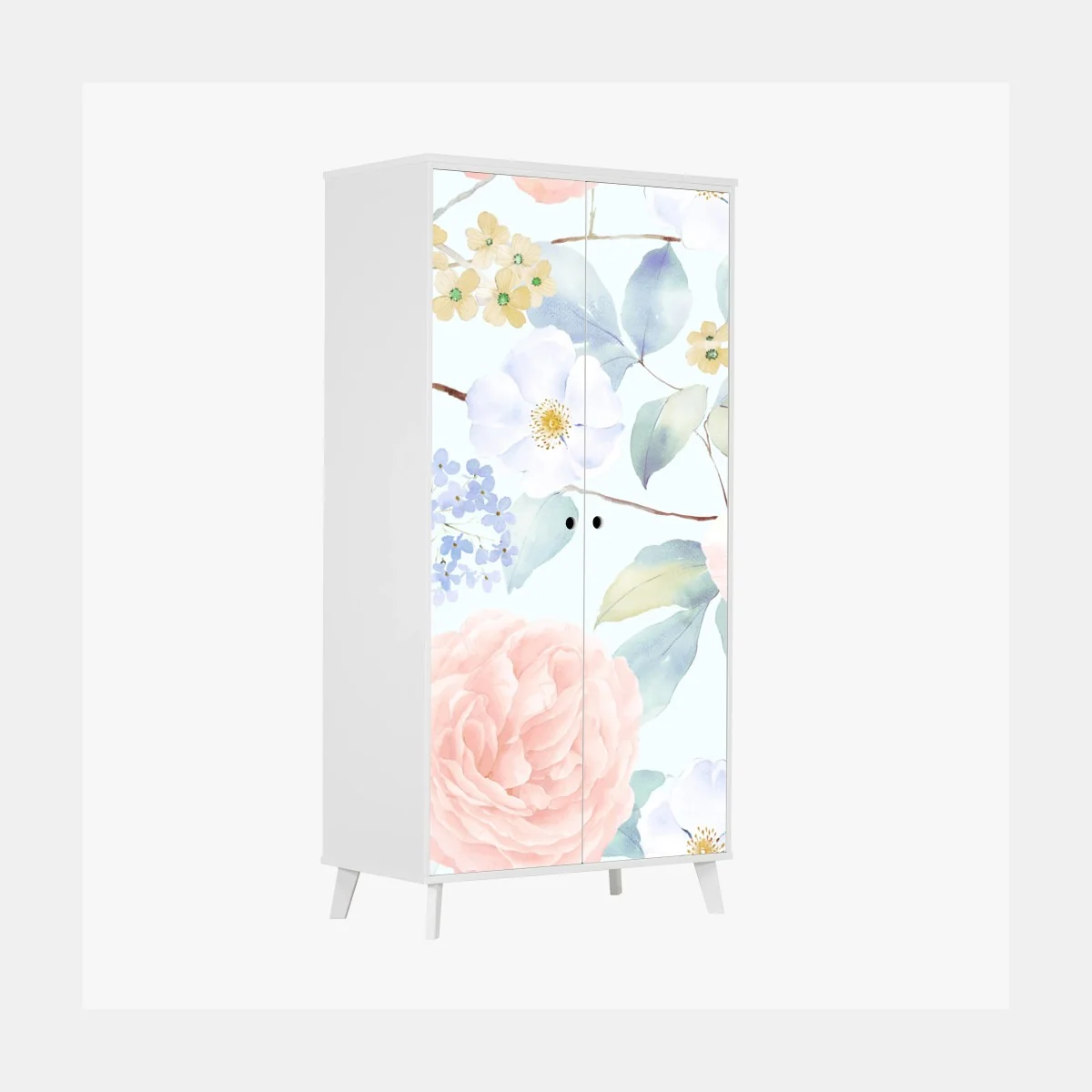 Schrankaufkleber zarte pastellblumen in aquarell – Wallnifity® Schrankaufkleber zarte pastellblumen in aquarell – Wallnifity®