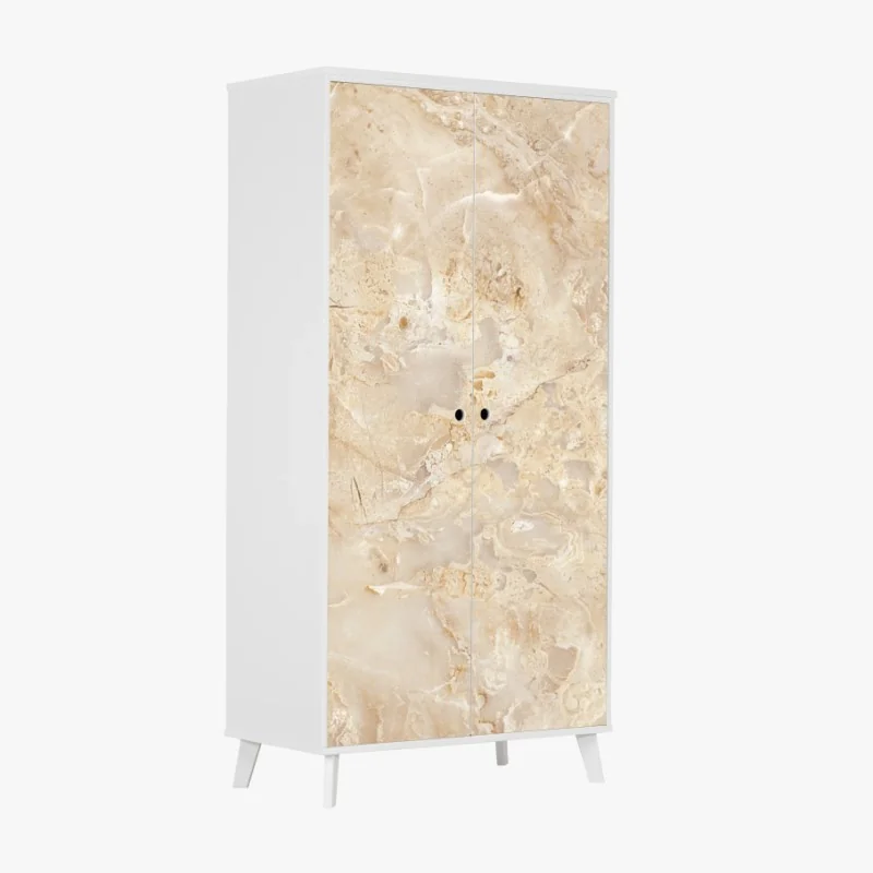 Schrankaufkleber tropisches hibiskusmuster auf pfirsichfarbenem hintergrund – Wallnifity®