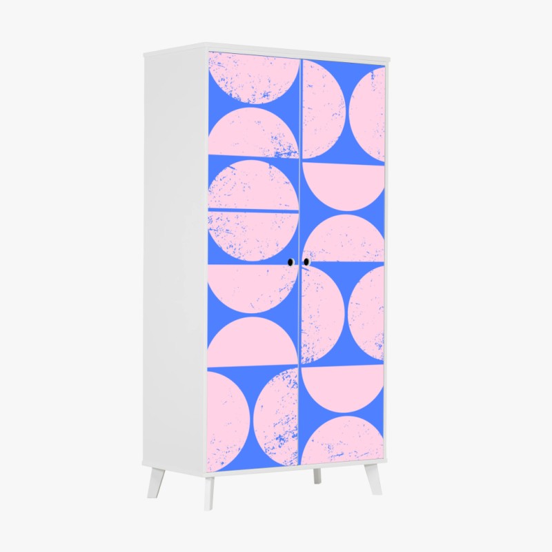 Schrankaufkleber geometrisches art-déco fächermuster in warmen rot- und violetttönen – Wallnifity®