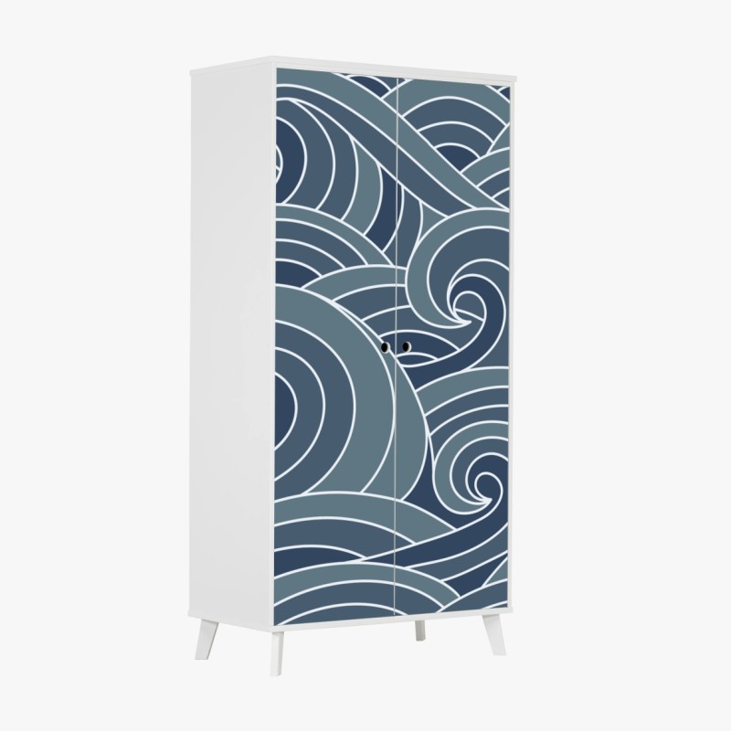 Schrankaufkleber stilisiertes wellenmuster