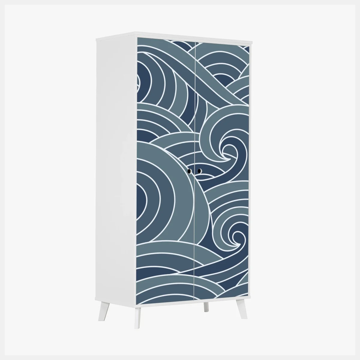 Schrankaufkleber stilisiertes wellenmuster – Wallnifity® Schrankaufkleber stilisiertes wellenmuster – Wallnifity®