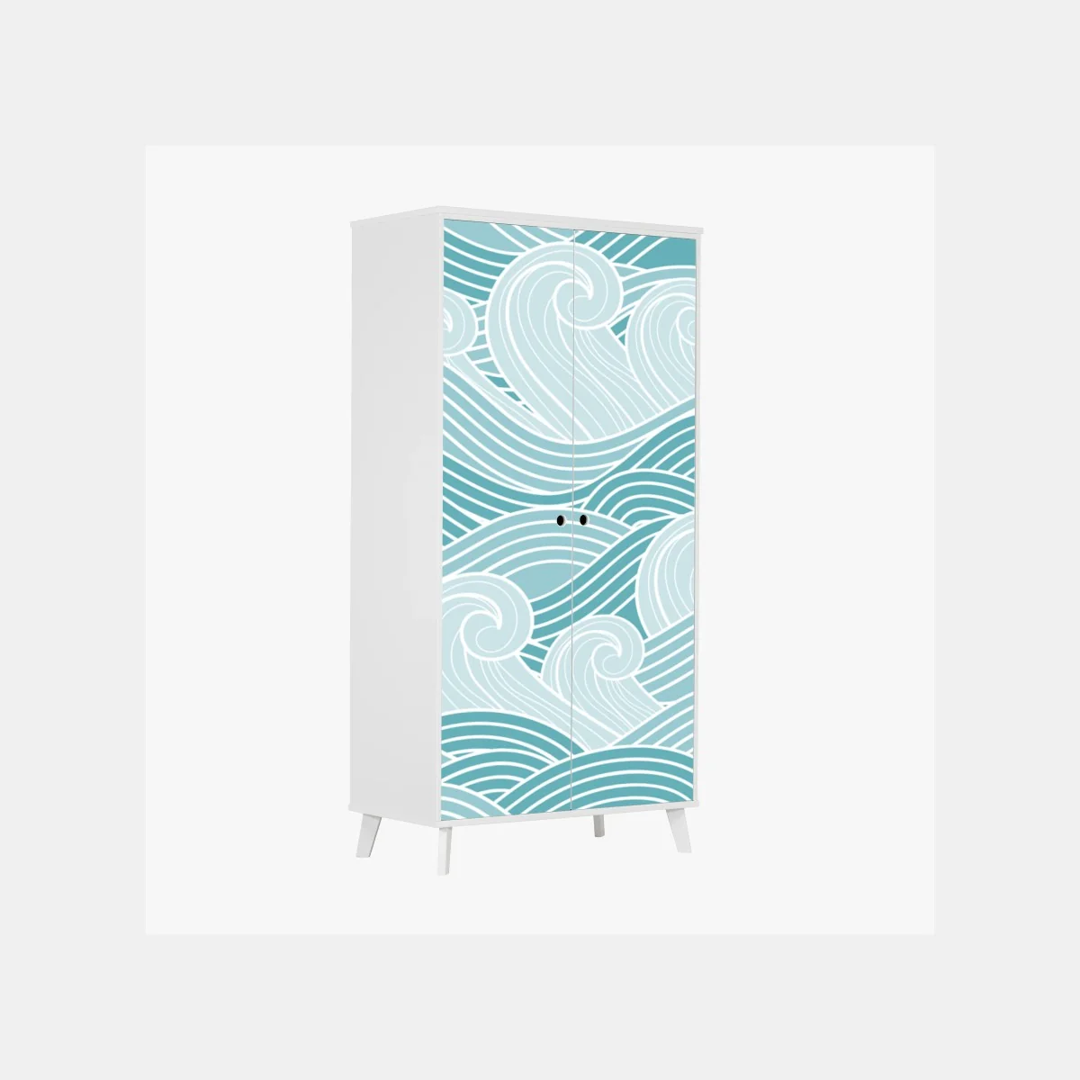Schrankaufkleber ruhiges türkisfarbenes wellenmuster – Wallnifity® Schrankaufkleber ruhiges türkisfarbenes wellenmuster – Wallnifity®