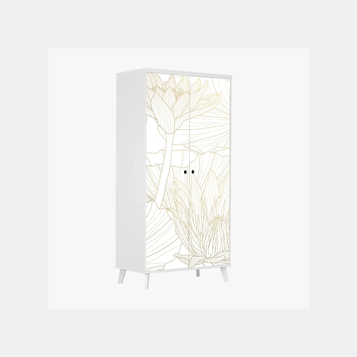 Schrankaufkleber zarte goldene blütenlinien – Wallnifity® Schrankaufkleber zarte goldene blütenlinien – Wallnifity®