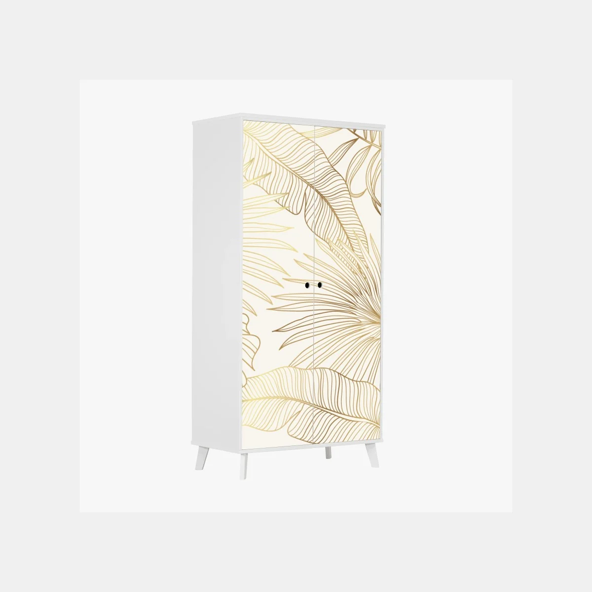 Schrankaufkleber goldene tropische blätter auf beigem hintergrund – Wallnifity® Schrankaufkleber goldene tropische blätter auf beigem hintergrund – Wallnifity®