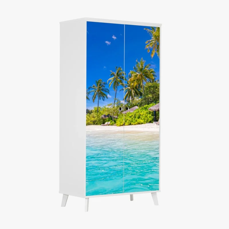 Schrankaufkleber ruhiger kiefernwald am stillen see – Wallnifity®