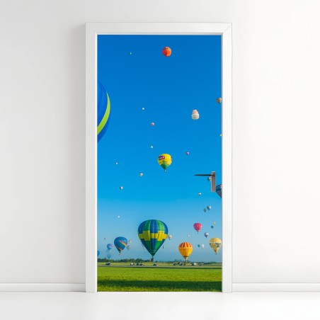 Türaufkleber bunte heißluftballons über Chambley – Wallnifity®