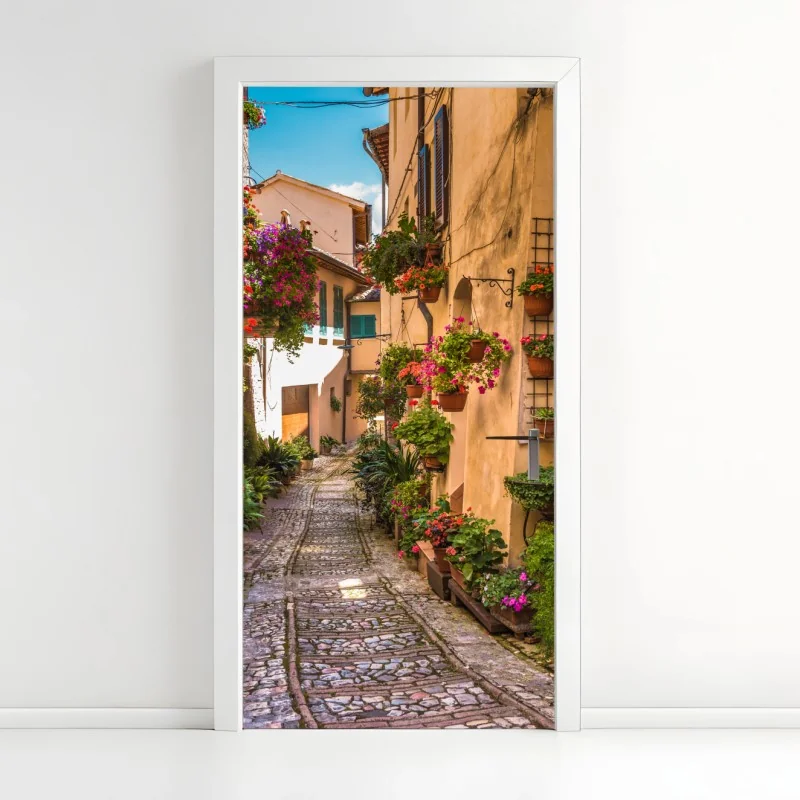 Türaufkleber zartes rosenmuster in pastellrosa – Wallnifity®