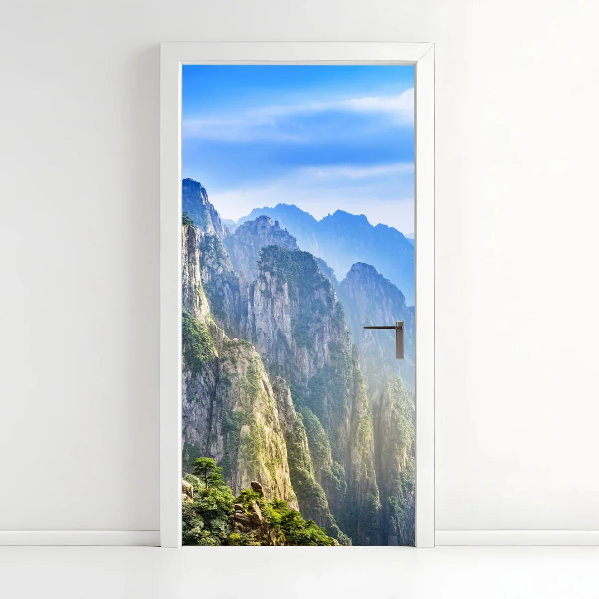 Türaufkleber nebliges bergpanorama – Wallnifity®