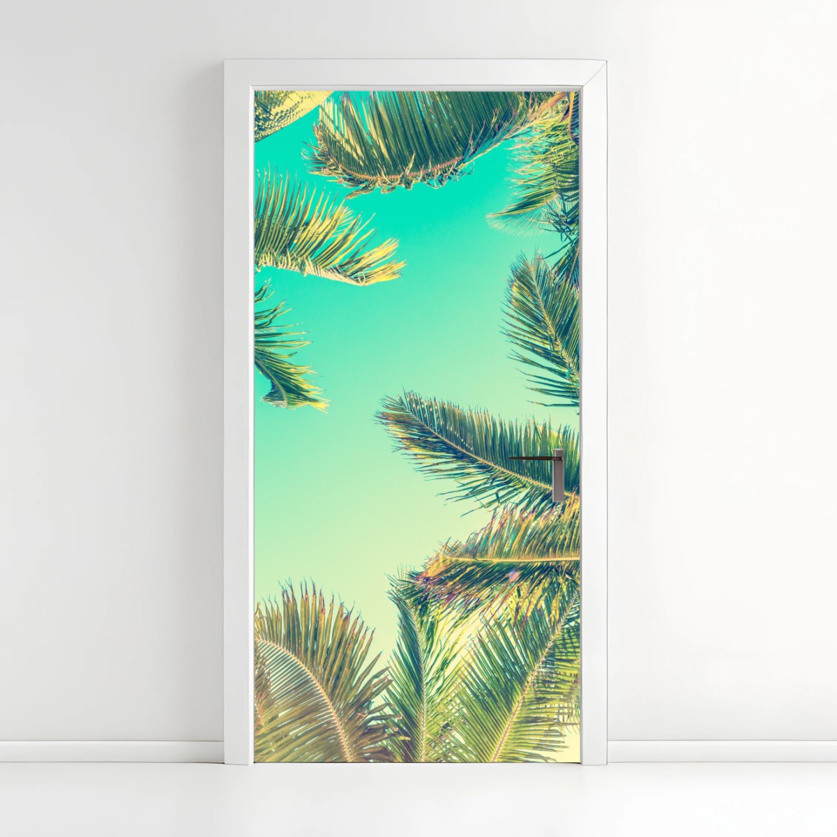 Türaufkleber vintage türkis palmenhimmel – Wallnifity®