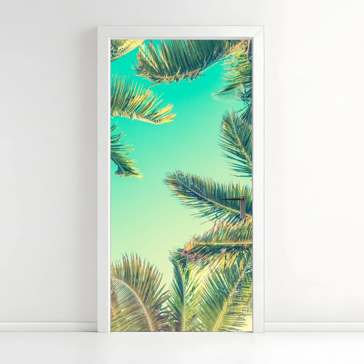 Türaufkleber vintage türkis palmenhimmel – Wallnifity®