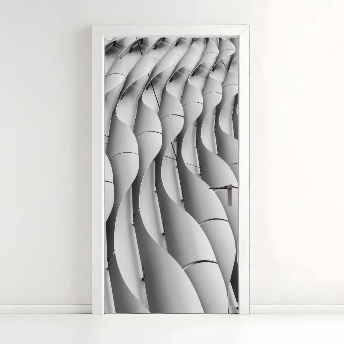 Türaufkleber gewelltes architekturmotiv in graustufen – Wallnifity® Türaufkleber gewelltes architekturmotiv in graustufen – Wallnifity®