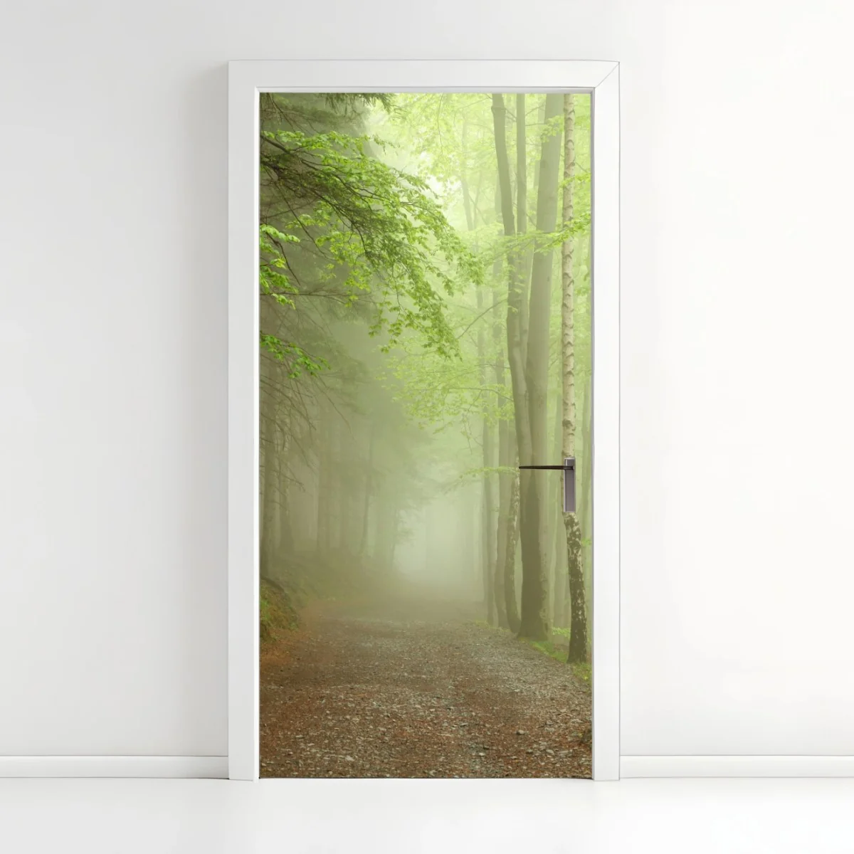 Türaufkleber nebliger waldpfad – Wallnifity®