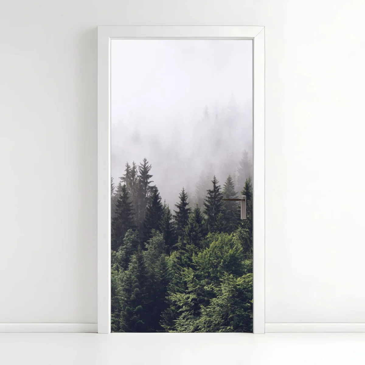 Türaufkleber nebelverhangener nadelwald am berghang – Wallnifity® Türaufkleber nebelverhangener nadelwald am berghang – Wallnifity®